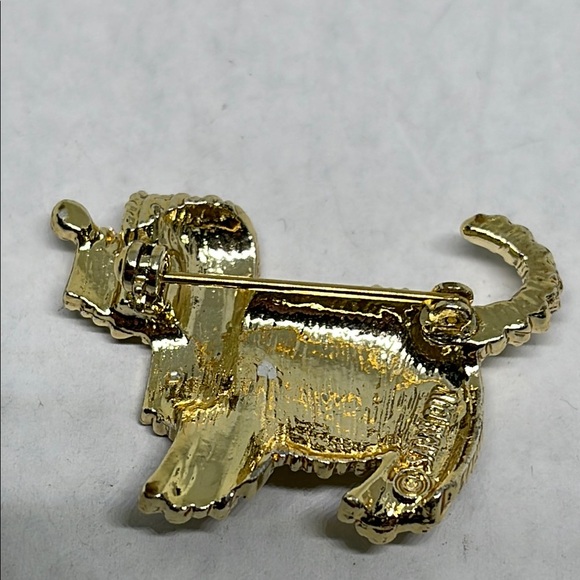 Vintage MCM shaggy dog Gold tone shiny Brooch pin - Picture 7 of 10